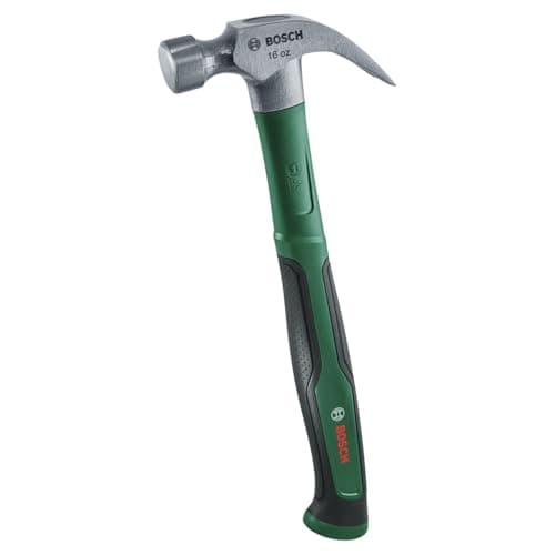 Image of Bosch Claw Hammer 450g / 16oz (Extra-Large Striking Surface; Robust High-Carbon Steel; V-Shaped Claw; Comfortable Softgrip Handle with Fibreglass Core; Low Vibration)