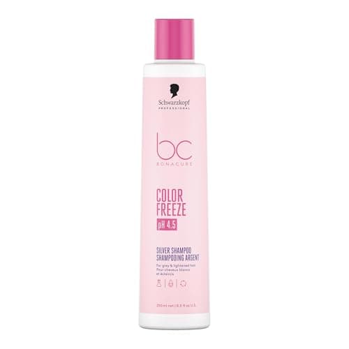 Image of Schwarzkopf Professional Bonacure Silver Shampoo Color Freeze For Blonde Grey And Lightened Hair Removes Yellow Tones Revives Cool Tone With Vegan Keratin SLS SLES Free 250 ml