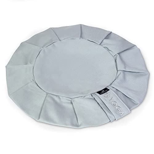 Image of Yoga Studio Spare EU Round Zafu Meditation Cushion | Organic Cotton | Removable Washable Cover | Carry Handle (Light Grey)