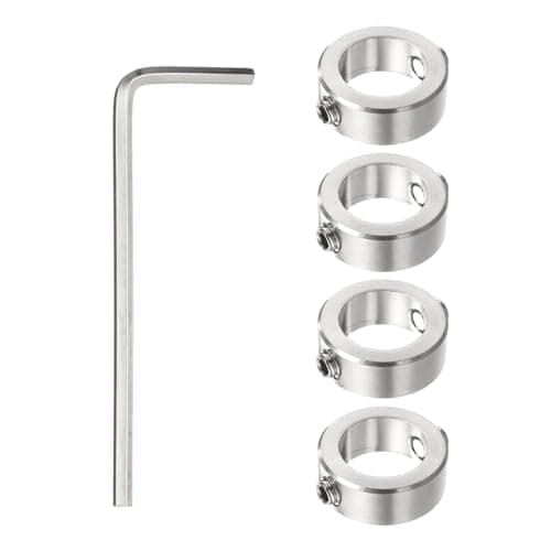 Image of sourcing map 4pcs 16mm Drill Stop Collar Set Depth Stop, Adjustable Stainless Steel Drilling Limit Ring, Anodizing Surface Dowel Shaft Chuck Positioner with Hex Wrench, Silver