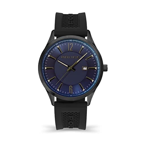 Image of Police Laser Mens Watch with Black Dial and Black Silicone Strap, 44mm Stainless Steel Case in Branded Watch Box PEWJN2194440-2 Year Warranty