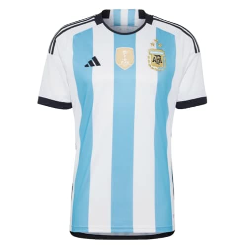 Image of adidas Men's adidas Men's Soccer Argentina 3-star Winners Home Jersey, White, Light Blue, S