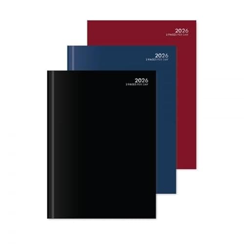 Image of BG (2892) A4 2-Pages Per Day Hardback Planner Diary Organiser 2026, Assorted Classic Colours X1
