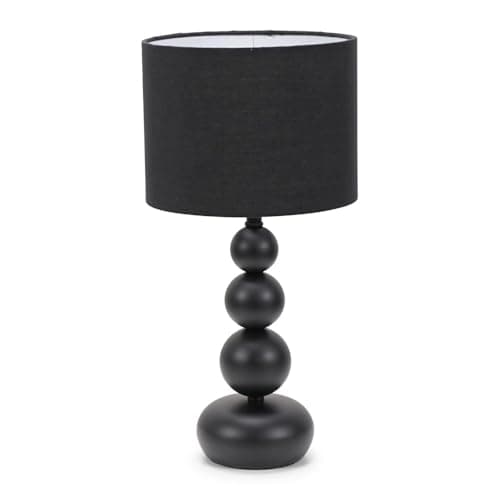 Image of ValueLights | Matt Black Stacked Ball Bedside Light Table Lamp with Drum Shade | Home Décor, Bedside & Desk Lamp | Includes Bulb
