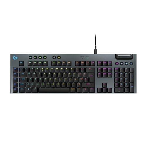 Image of Logitech G G915 X Low-Profile Wired Mechanical Gaming Keyboard, Double-Shot PBT Keycaps, Fully Programmable Keys, RGB Lighting, Aluminum Finish, GL Brown Tactile Switches - PC/Mac, QWERTY UK - Black