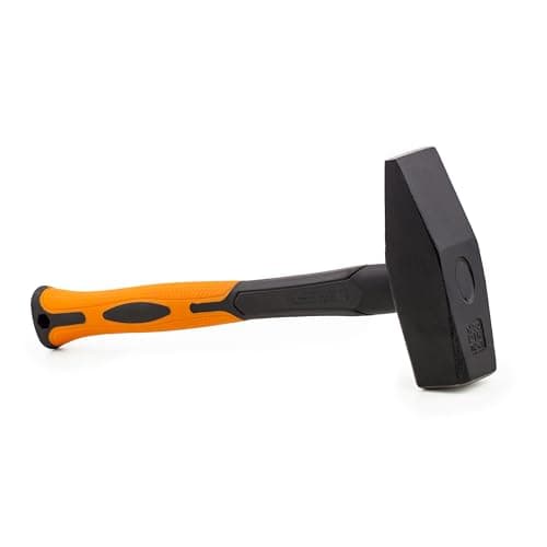Image of MIVOS Engineer's Hammer 1500 g with 2K Fibreglass Handle - Hammer with Forged Steel Head and Handle Made of Robust Fibreglass - Engineer's Hammer 1500 g - DIN 1041 - Engineer's Tool, Black / Orange
