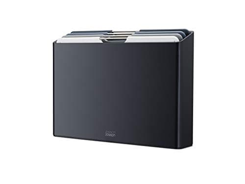 Image of Joseph Joseph Folio 4-Piece Colour coded Chopping Board Set, Slimline case for organised storage, Large - Graphite