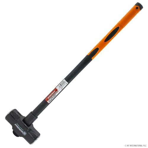 Image of 14Lb Sledge Hammer - Long Handle Comfort Grip Fibreglass Rubber Shaft DIY Hardware | Drop Forged Head | Rubberised Handle - Building and Demolition Work