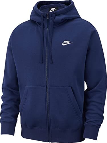 Image of NIKE Men's M Nsw Club Hoodie Fz Bb Sweatshirt, Midnight Navy/Midnight Navy/(White), S UK