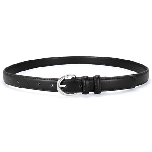 Image of VONMELLI Women's Leather Belt For Jeans Dresses Adjustable Vintage Waist Belts For Women Fashion Leather Belt Classic Ladies Belts With Single Prong Buckle Black S