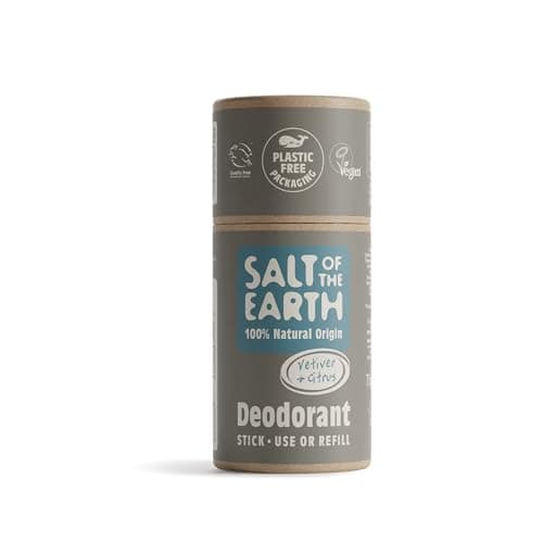 Image of Salt of the Earth - Natural Deodorant Stick Refill - Vetiver & Citrus - Vegan, Long Lasting Protection, Leaping Bunny Approved, Made in The UK for Men, Women & Kids - 75g