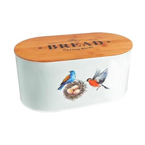 Image of SiXsigma Sports Bread Bin For Kitchen Counter - Airtight Metal Bread Storage Box Tin With Lid Container For Loaves & Pastries - Ideal Home And Kitchen Gifts For Women (MT-B-BB)