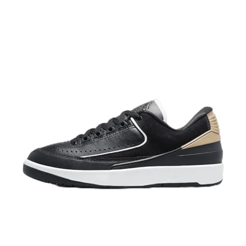 Image of NIKE Air Jordan 2 Retro Low Women's Trainers Sneakers Fashion Shoes DX4401 (Black/Metallic Gold/Off-White/Varsity Red 001) UK4 (EU37.5)