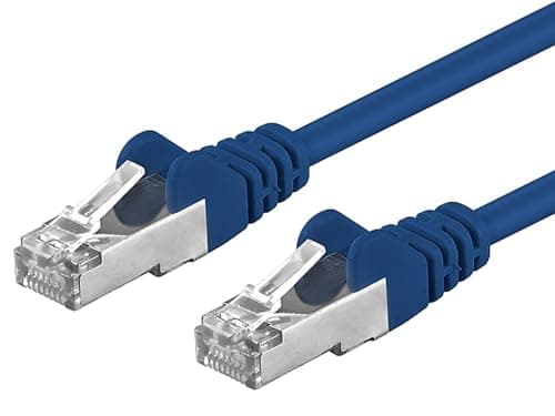 Image of PremiumCord Network Cable, Ethernet, LAN & Patch Cable CAT6a, 10Gbit/s, S/FTP PIMF Shielding, AWG 26/7, 100% Cu, Quick Flexible and Robust RJ45 Cable, Blue, 0.5 m