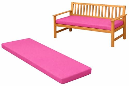Image of Brillars Garden Bench Cushions 2 Seater 108cm Wide Seat Pad for Patio Furniture Kitchen Dining Benches Indoor & Outdoor Comfortable Non Slip Cushion Water Resistant Swing Chair (Pink)