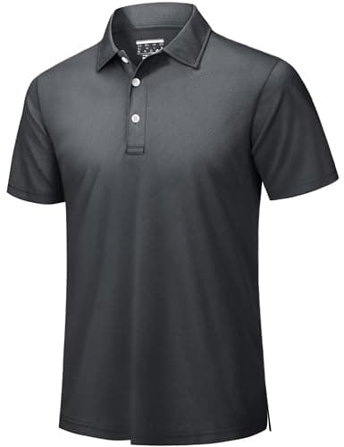 Image of TACVASEN Polo Shirts for Men Short Sleeve Quick Dry Summer Gym Workout Polo T Shirts Casual with Button Dark Grey,2XL