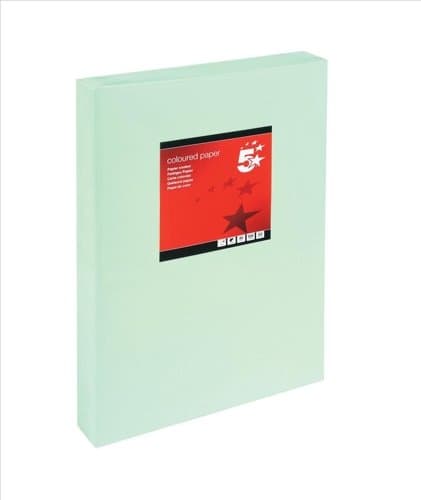 Image of 5 Star Coloured Copier Paper Multifunctional Ream-Wrapped 80gsm A3 Light Green [500 Sheets]