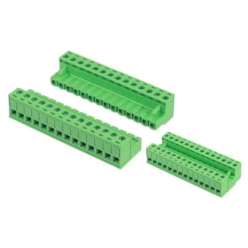 Image of sourcing map 14 Pin 5mm 0.2 Inch Pitch PCB Mount Screw Terminal Block Connector Male Female, Green
