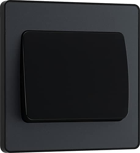 Image of BG Electrical Single Wall Light Switch, Wide Rocker, 2 Way, Screwless Front Plate, Round Edges, Evolve, Matt Grey, 20A, 16AX, PCDMG12WB