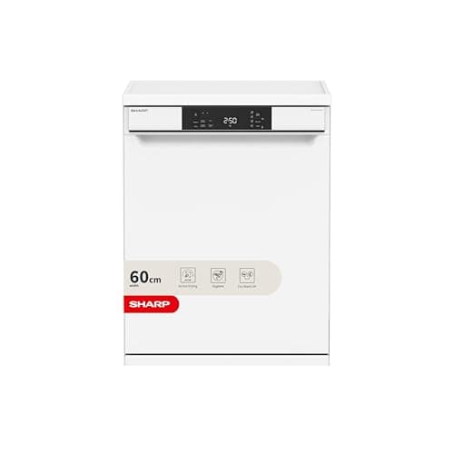 Image of SHARP QW-NA1CF47EW, Freestanding, Dishwasher, 13 Place Settings, White LED Display, Active Drying, White Colour
