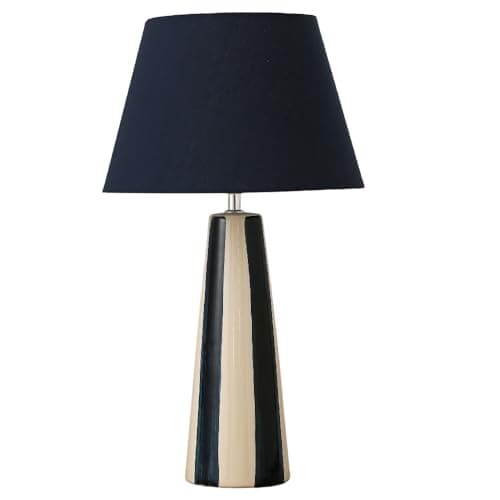 Image of Britalia Navy Blue and Cream Ceramic Modern Table Lamp with Navy Blue Shade 52cm