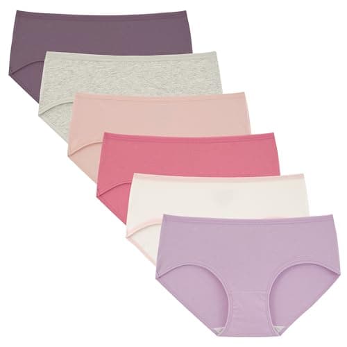 Image of INNERSY Teen Girls Knickers Soft Panties for Teenager Comfy Hipster Briefs Cotton Underwear 6 Pack (M-UK 12 Girls, Pink Purple Collection/1 White/1 Grey)