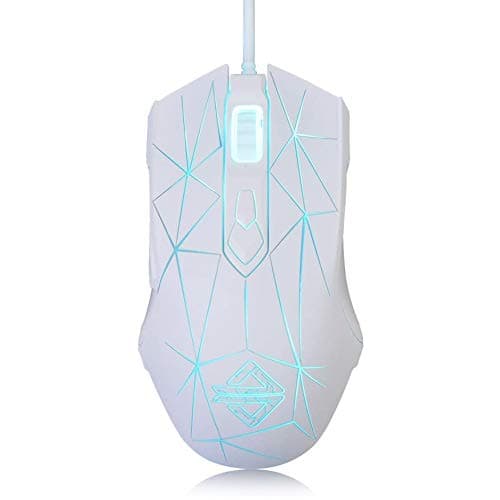 Image of LexonElec AJ52 Wired RGB Gaming Mouse, PC Gaming Mouse with 7 Adjustable DPI Levels 7 Buttons, USB Optical LED Backlit Rainbow Mouse for PC XBOX Mac OS Linux - Star White