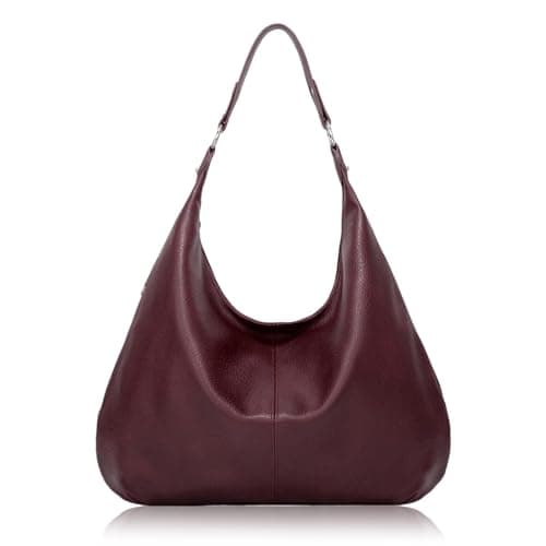 Image of Huayeex Women's Tote Bag|Vintage PU Leather Handbags for Women |Soft Hobo Bag|Leather Tote BagHobo bags|Tote Shoulder Bag with Zipper| Dark Red Coffee|One Size
