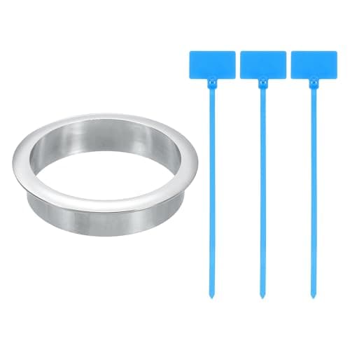 Image of sourcing map Desk Grommet, 2-3/4" (70mm) Zinc Alloy Cable Hole Cover Wire Cord Organizer with Marked Cable Ties for Home Office Desktop Wire, Silver Tone
