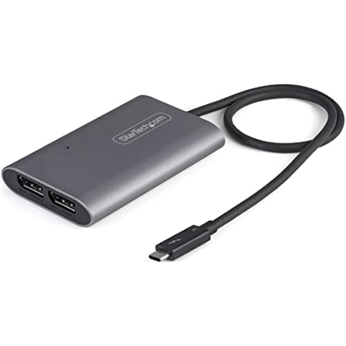 Image of StarTech.com Thunderbolt to Dual DisplayPort Adapter DP 1.4, Dual 4K 60Hz Thunderbolt to DP Converter, 2x Monitor Video Display Adapter, Mac & Windows