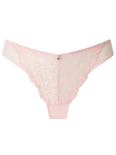 Image of Ann Summers Sexy Lace Brazilian Knickers for Women Stylish and Comfortable Womens Underwear with Two-Tone Lace, Mesh Panels & Brazilian Cut Back, Low-Rise Fit with Cotton Gusset Pale Pink