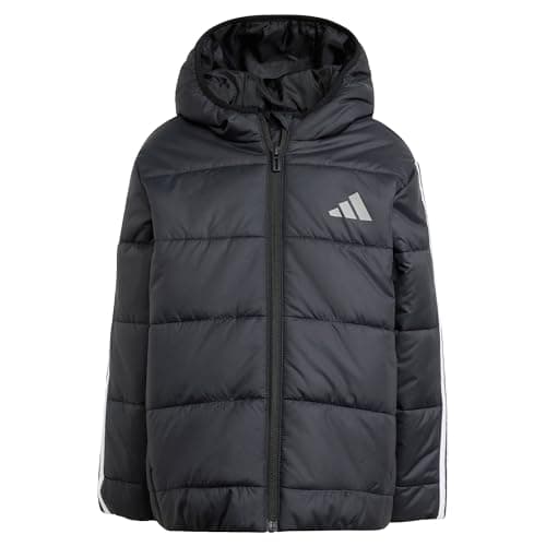 Image of adidas Unisex Kids ESSENTIALS 3 STRIPES PADDED JACKET, black/white/white, 4-5 Years