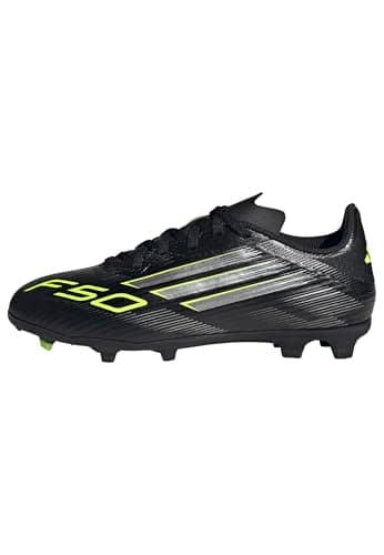 Image of adidas Unisex Kids F50 League Firm Ground/Multi Ground Football Boots Kids, Core Black/Iron Metallic/Lucid Lemon, 3.5 UK