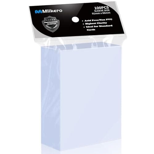 Image of Mlikero 100 Pcs Clear Card Sleeves, Standard Size Trading Cards Protector Fit for MTG, Football, Sports, Game Cards, 66 x 91 mm