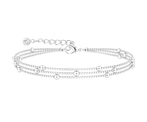 Image of FIOROYAL Sterling Silver Bracelet for Women- Silver Chain Link Ladies Bracelets Adjustable-3 Layered Beaded Bracelet Stack Tarnish Free Jewellery Gifts for Women Girls S3