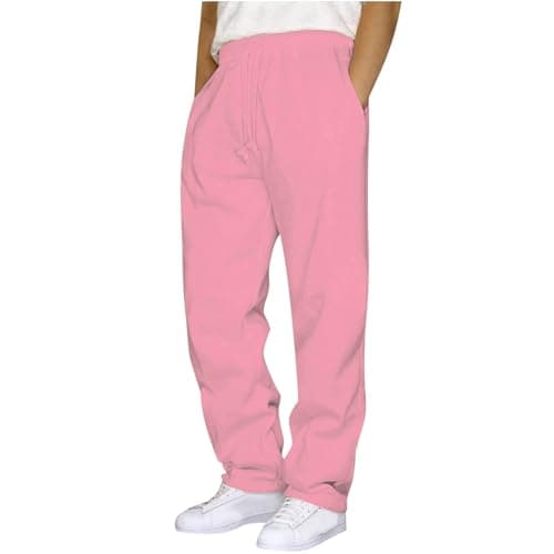 Image of Tracksuit Bottoms Men Zip Pockets Winter Joggers for Men UK Track Pants Work Joggers Army Trousers Golf Joggers Lightweight Fleece Mens Stretch Yoga Pants Cotton Joggers Mens Training Bottoms Pink