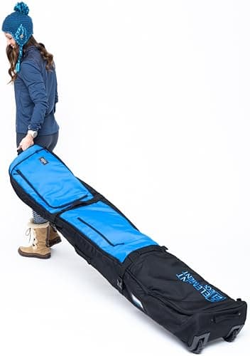 Image of Element Equipment Wheeled Padded Ski Bag Ultimate Double - Premium High End Double Roller Travel Bag 180 Blue Ripstop