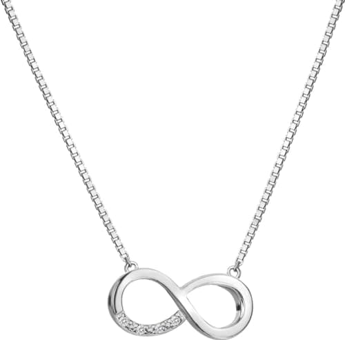 Image of Hot Diamonds Infinity Silver Pendant Necklace | 925 Sterling Silver Infinity Symbol Pendant with Real Diamond, | Elegant Everyday Jewellery Gift for Her
