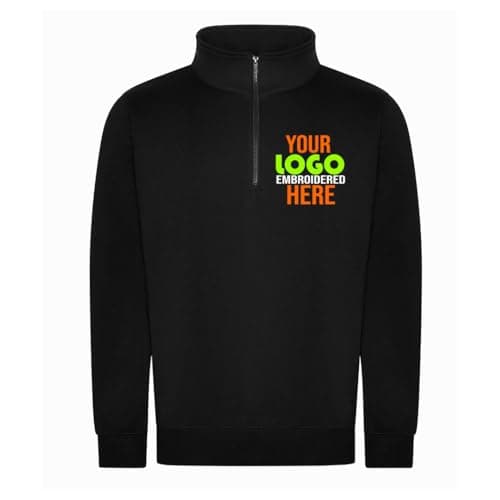 Image of Personalised Embroidered Quarter Zip Sweatshirt, Workwear, Custom Logo Uniform Pro 1/4 Neck Zip Sweatshirt (Black, L)
