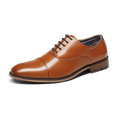 Image of Bruno Marc Men's Lace-Up Leather Shoes, Classic Oxfords Formal Dress Shoes Brogues Derby, Comfortable School Shoes for Boy, Teen in Business, Party and Wedding,Size 8,Brown,Louis_2