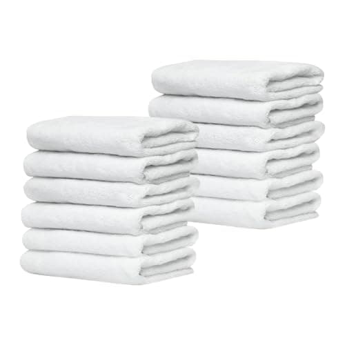 Image of Terry Towelling Nappies for Newborn Babies.(Pack of 12) 100% Cotton White Terrie Burp Towel Diapers, Wipes, Baby Washable Cleaning Cloth, Reusable, High Absorbent, Super Soft.