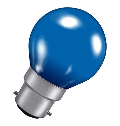 Image of Crompton Lamps 15W Golfball BC-B22d Dimmable Colourglazed IP65 Blue 5lm BC Bayonet B22 Incandescent Round Coloured Outdoor External Festoon Light Bulb