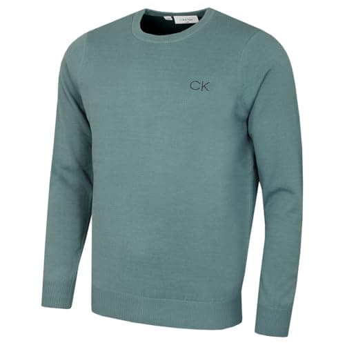 Image of Calvin Klein Mens Round Neck Golf Sweater - Sage - L
