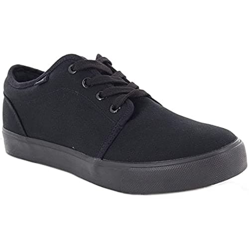 Image of Dek Ted All Black 4 Eye Deck Lace Up Canvas Summer Shoes - Black Canvas, Mens UK 7 / EU 41