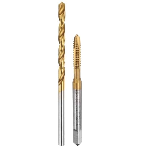 Image of sourcing map Tap and Drill Bit Set, 1pcs 6-32 UNC Spiral Point Thread Screw Tap & 1pcs 2.8mm Twist Drill Bit, Titanium Coated HSS-6542 Tapping Threading Tool Kit