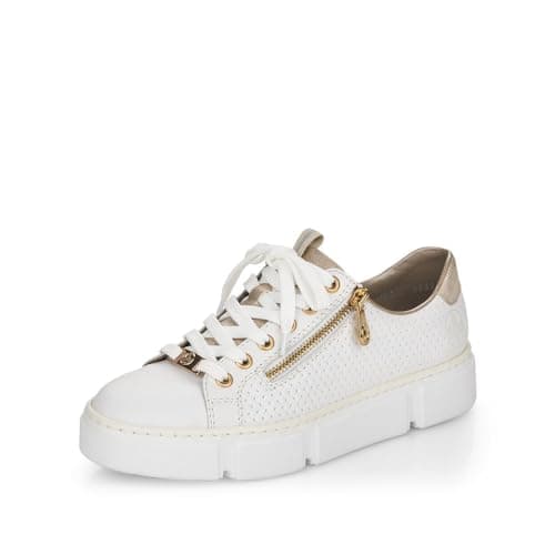 Image of Rieker Women Lace-Up Shoes N5932, Ladies Casual lace-up Shoes,Sneakers,Low Shoe,Street Shoe,Sneaker,Laces,Sporty,White (Weiss / 80),36 EU / 3.5 UK