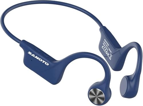 Image of SANOTO Bone Conduction Headphones, Open Ear Headphones IPX5 Sweatproof Bluetooth 5.3, Sports Headphones for Runners Bicycle Cycling Fitness Running headphones Blue