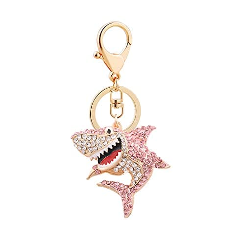 Image of Medifier Sparkling Cute Keychains Rhinestone Charms Shark Key Ring for Girlfriend Women Teen Girls Adults Crystal Pendant Keyring Key Chain for Purse Bag Car Keys Creative Gift Pink
