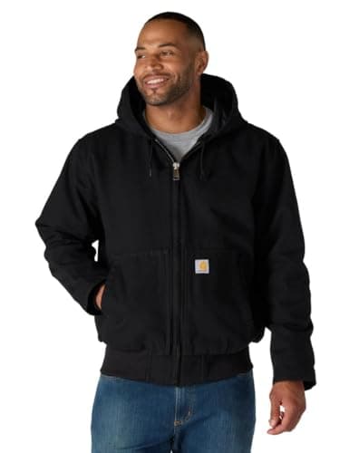 Image of Carhartt Men's Loose Fit Washed Duck Insulated Active Jac, Black, M