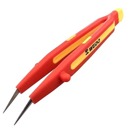 Image of WEDO Electrician Insulated Precision Tweezers, Gripping Tweezers, Flat Bent Teeth, VDE 1000V Insulated, Length 150mm, IEC 60900,Used in Power Maintenance, Power Station